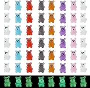 Dsooldre 70 Pcs Luminous Resin Tiny Bear Figurines - Glow in The Dark, Colorful Mini Animals for DIY Home Garden Landscape Plant Pots, Birthday Party Favor Decoration