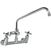 Commercial Sink Faucet Wall Mount 8 Inch Center with 12 Inch Swivel Spout 2 D...