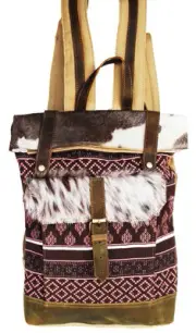 Women's Floral Upcycled Canvas Leather Travel Backpack 17RT2119
