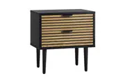 Furniture Storage Unit Black Bedside Table 2 Drawers