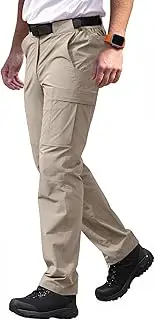 [Aicall] Men's Elastic Waist Hiking Pants Water Resistant Quick-Dry Lightweight Outdoor Sweatpants