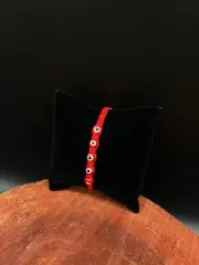 Macrame Red Cord Bracelet with 5 Red Good Luck Eyes