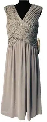 Melrose Bridal Sequined Gray Maxi Formal dress Size 14 NWT