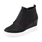 Catzon Wedge Sneakers for Women High Top Platform Ankle Boots-Black