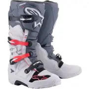 Tech 7 Enduro Boots Light Gray Dark Gray Bright Red