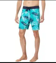 Volcom Men's Bleeding Leaf Mod 18" Board Shorts, Electric Blue, Size 40
