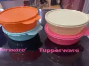 NEW Tupperware Microwave Cereal Bowls Set 4 Seals Impressions