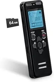 72GB Digital Voice Recorder, 5220 Hours Recording Capacity Sound Audio Recorder, Voice Activated Recorder Portable Dictaphone with Playback, MP3 Player, Password, Variable Speed for Lectures Meetings