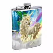 Unicorns D9 Flask 8oz Stainless Steel Hip Drinking Whiskey Mythical Creature