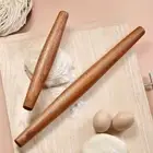 Solid Wood Rolling Pin Pointed Ends Anti-slip Dough Roller Pastry Roller