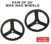 20" Bicycle Plastic Black Mag Wheels 3 Spoke Set for GT Dyno BMX Old School Rims