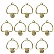 10Pcs Mushroom Shaped Alloy Open Back Bezel Pendants Resin Frame, Bronze