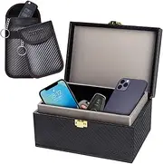 ZCOINS Faraday Box & 2 Dual-Layer Pouches Value Bundle, Car Key Signal Blocker Box, Keyless Entry RFID Blocking Set, Protects Any Car Key with Industry Leading Faraday Protection
