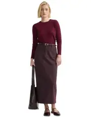 [Oxford] Harper Column Skirt in Burgundy
