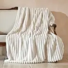 Faux Fur Throw Blanket for Couch, Cozy Fuzzy Fluffy Fur Luxurious Soft Stripe...