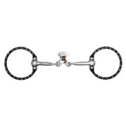 SNAFFLE BIT D-Ring Silver Dotted Double Copper Roller Horse Bit