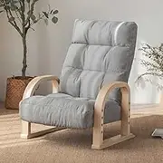 Japanese Low Armchair – Floor-Level Seating, Handcrafted Wood Frame, Soft Linen Cushion – Minimalist Design for Zen Living Rooms or Meditation Spaces