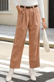 Cupshe Coffee Brown Tapered Leg Pants - Coffee/Espresso/Tobacco,L