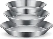 3 Pcs Stainless Steel Pie Pan Set 7.87" 9" 10" Pizza Pan Deep Pie Dish Pie Plate Baking Tray Dishes for Pizza Baking Serving Oven Grill, 3 Sizes