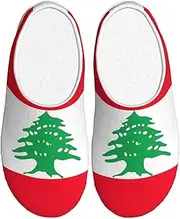[EdWal] Flag of Lebanon print Winter Warm Slippers Indoor Anti-skid Plush Slippers Relaxing at Home for Women Men