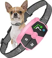 Dog Bark Collar, JeaTone Bark Collar for Large Medium Small Dogs, Smart Anti Barking Collar with 7 Adjustable Sensitivity, IPX7 Weatherproof, 4 Training Modes, Pink