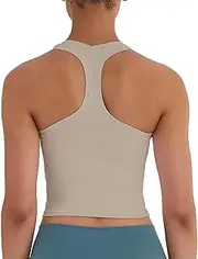 [Meslong] Women's Cropped Racerback Tank Tops Running Workout Tops Active Yoga Tops