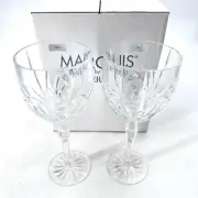 MARQUIS by WATERFORD Brookside Crystal Wine Glasses 8.5" Set of 2 in Box NEW!