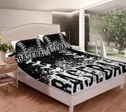 Boys Sheet Set Twin,Kids Baseball Bedding Set,Black and White Bed Sheet