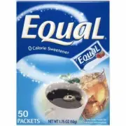 Equal Sweetener Zero Calorie Original Taste Sugar Substitute Packet 50ct 2 Pack
