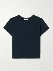[AGOLDE] AGOLDE - Adine Cropped Organic Cotton-jersey T-shirt - Navy - small small Blue