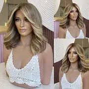Unprocessed Virgin Hair 5x5 Closure 13x4 Lace Front Wig Short Bob Brazilian Hair Wavy Blonde Multi-color Wig 130% 150% Density Highlighted / Balayage Hair Natu