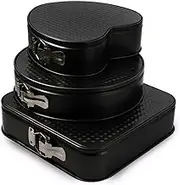 Non-Stick Springform Cake Pan Set of 3 Shapes Round Square Heart