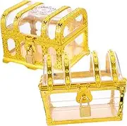 Levemolo 2sets Box Storage Box Treasure Storage Pirate Chest Keepsake Lid Small Trunk Pirate Treasure Chest for Plastic Golden