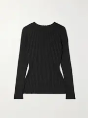 [The Row] The Row - Ash Open-back Ribbed Silk Sweater - Black - large large Black