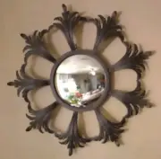 Sunburst Black Tone 24”D Metal Wall Mirror Convex