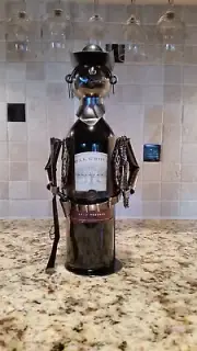 Handmade Cowboy Wine Bottle Holder Caddy Metal Sculpture Collectible