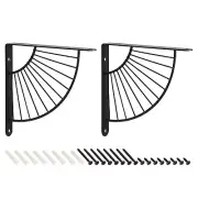 Decorative Shelf Brackets, 2pcs 200mm Industrial Metal Brackets , Black