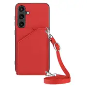 YB-1 Series for Samsung Galaxy S24+ Case Kickstand Skin-touch Phone Shell with Crossbody Strap