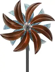 Wind Spinner Sculpture Metal Large Copper Kinetic Metal Flower Wind Art Decor