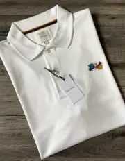 PAUL SMITH PAINT SPLATTER POLO SHIRT ARTIST STRIPE TRIM SIZE L RETAIL BNWT
