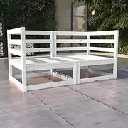 Garden 2-Seater Sofa White Solid Wood Pine Outdoor Furniture Patio Seating