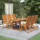 6-Person Garden Dining Set Acacia Wood Extendable Table And Folding Chairs 7 Pcs