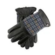 Dents Devon Mens Faux Fur Lined Abraham Moon Dogtooth & Leather Gloves Large