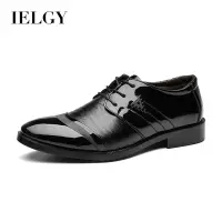 在飛比找蝦皮商城優惠-Ielgy 新款皮鞋男士商務正裝婚鞋繫帶尖頭鞋