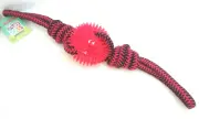 Snugarooz Pink Spikey Beast Rope Tug Dog Fetch Toy
