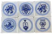 Six Delfts Blue Cloth Coasters