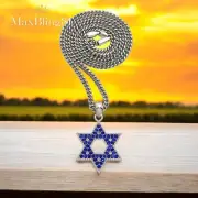 Star of David CZ Silver Plated Pendant 4mm 18" 20" Cuban Chain Fashion Necklace