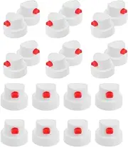 TEHAUX 20pcs Spray Paint Caps - Plastic Spray Can Nozzles - Replacement Caps for Graffiti Aerosol Cans Art Supplies, Plastic Fat Nozzle Tips White