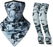 Outdoor sports face protection ear triangle scarf ice silk sleeve sunscreen sleeve two-piece set, cool