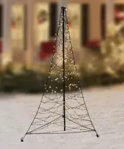 Holiday Time 8 Lighting Modes Pre-Lit Warm White LED Christmas Pyramid Tree 7ft